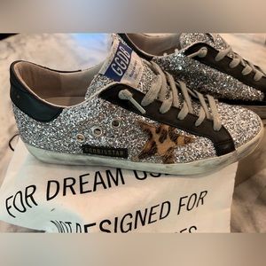 Golden Goose Deluxe Brand Superstar Glitter/Leopard Sneakers